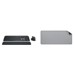 Logitech MX Keys S Combo - Performance draadloos toetsenbord en muis met polssteun, Windows/Linux/Chrome/Mac, US INT'L, Logitech Desk Mat - Studio Series, multifunctionele grote bureauonderlegger