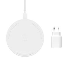 Belkin Boost Charge Wireless Charging Pad 15W (Qi-Enabled Devices Such As iPhone, Samsung Galaxy and Google Pixel, Power Supply Included) - White