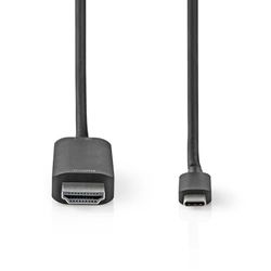 NEDIS Adaptateur USB-C - USB 3.2 Gen 1 - Connecteur USB-C - Fiche HDMI - 4K@60Hz - 1.00 m - Rond - Nickelé - PVC - Noir - Étiquette