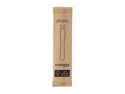 Tessera Bio Products QA125BWFSC Mini houten vork, 1/1 verpakt, natuurlijke kleur, 8,5 cm lengte, 200 stuks