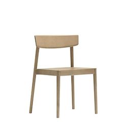 Andreu World Silla Smart apilable con asiento de tablero de roble y respaldo y estructura de madera maciza de haya, color haya claro, tacos plástico