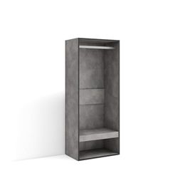 Skraut Home | Open Kledingkast | Inloopkast, kledingrek | 60x145x35 cm | Voor slaapkamer, kamer | Kleren, Schoenen | Moderne stijl | Cement
