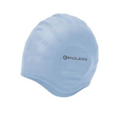 Endless EL1023 Bekväm silikon simmössa med ergonomiska öronfickor | silver | material: silikon | helt elastisk vattentät keps för lång och kort hår med tjock kant | för kvinnor och män