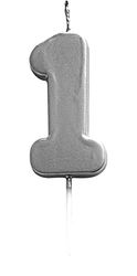 Ciao, Zilveren cijferkaars 1 (6 cm), 21451