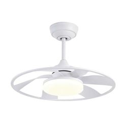 Ventilator DC Celsius 26 W, wit, 6 vleugels en 55 cm diameter. Biedt 2950 lumen, instelbare kleur (3000K-6500K), 6 snelheden, afstandsbediening, geheugenfunctie en timer.