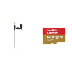 RØDE Lavalier GO Professional Lavalier/Lapel Microphone for Broadcast, Filmmaking, Content Creation & SanDisk 128GB Extreme microSDXC card + SD adapter + RescuePRO Deluxe, up to 190MB/s