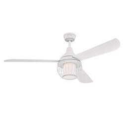 Graham 72207 plafondventilator, 132 cm, dimbare led met opaalmelkglas en kooischerm, inclusief afstandsbediening