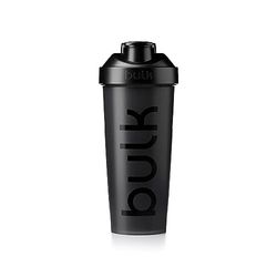 Bulk Iconic Botella Agitadora, 750ml, Negro Metalizado, Sin goteo, Sin BPA, Bola metálica para mezclar y preparar batidos sin grumos, Práctica asa de transporte, Apto para lavavajillas