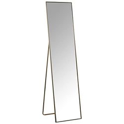 Staande spiegel met goudkleurig metalen frame, 37 x 4 x 150 cm