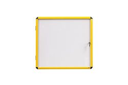 Bi-Office Bacheca Magnetica Ultrabrite, Superficie in Acciaio Laccato, Con Cornice In Aluminio Giallo, 12 x A4, Chiusura a Chiave