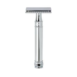 Edwin Jagger DE89 Maquinilla de afeitar manual de doble filo ecológica y reutilizable para hombres y mujeres para crema de afeitar o jabón Se adapta a todas las hojas de afeitar DE (Cromo)