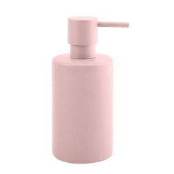 Spirella - cylindryczny dozownik mydła z pompą ze stali nierdzewnej, do mydła w płynie, porcelany, 300 ml, trwały i wytrzymały, matowy różowy