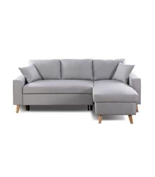 LOUNGITUDE - MARIA SCANDINAVE - Canapé d'angle réversible - Convertible - 4 Places - Coffre - En Tissu - Gris clair - L227cm