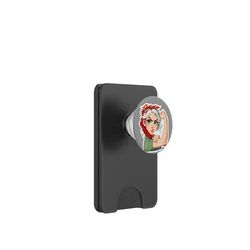 Femme Forte avec Foulard Rouge PopSockets PopWallet pour MagSafe
