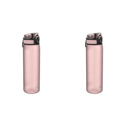 Ion8 Gourde, 500ml, Anti-Fuite, Facile à Ouvrir, Verrouillage Sécurisé, Lavable en Lave-vaisselle, Sans BPA, Poignée de Transport, S'adapte aux Porte-gobelets, Facile à Nettoyer, Rose Clair (Lot de 2)