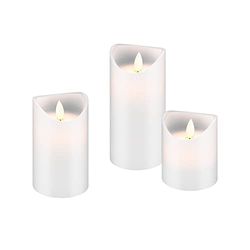 Goobay 66541 Velas de cera real LED com função de temporizador/velas de cera real com chama móvel e temporizador/velas de 10, 12,5 e 15 cm/conjunto de 3 velas LED