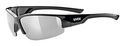 uvex Sportstyle 215, óculos desportivos unissexo, espelhado, conforto sem pressão e suporte perfeito, preto/prateado, tamanho único