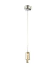 Homemania 1176101 hanglamp Inca plafondlamp, transparant, chroom van metaal, glas, 8 x 8 x 120 cm, 1 x LED, 3 W, 285 lm, 3000 K