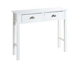HAKU Möbel Console wit, Massief hout, MDF - Maat: B 100 cm x H 77 cm x D 30 cm, Stijl: Kustmeubilair