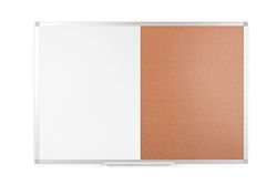 Boardsplus Lavagna Magnetica Combinata, 120 x 90 cm, Sughero e Acciaio Laccato, Cornice In Alluminio Anodizzato