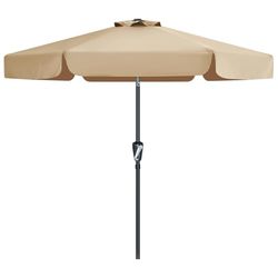 MasterCanopy Fe-Al Market Parasol, 230 cm, voor buiten, met 8 stevige ribben, kaki