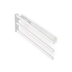 Emuca - Toallero Extensible, 3 Brazos, Colgador de Toallas para baño o Cocina, 440 mm, Aluminio, Blanco