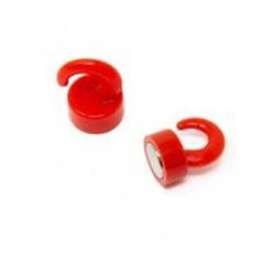 FIRST4MAGNETS Red Plastic Mini Magnetic Hooks for Fridge, Office, Whiteboard, Noticeboard, Filing Cabinet - 12mm Dia x 20mm Tall - 1kg Pull - Pack of 2