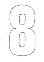 Merriway BH04247 (3 Pcs) White Vinyl Stick-On Wheelie Bin Post Box Crate Dust Bin Numbers, 150mm (6 Inch) Number 8 - Pack of 3 Pieces