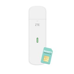 ZTE MF833, CAT4/4G USB-dongle, ontgrendelde goedkope reizen, 150 mbps, multibandconfiguratie, met 2 jaar garantie en GRATIS SMARTY SIM-kaart - wit