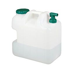 Relaxdays jerrycan met kraan, 25 liter, voor drinkwater, kunststof, bpa-vrij, met handvat, camping, festival, wit/groen