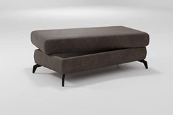 CAVADORE Taburete de Almacenamiento Bounce con Aspecto Vintage, con Compartimento de Almacenamiento y Patas metálicas, Color Negro Mate, 121 x 45 x 67, Microfibra, Gris Oscuro