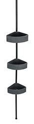 WENKO Étagère d'angle télescopique Villata, barre télescopique à clipser en inox, trois paniers imitation pierre naturelle en polyrésine, rangement salle de bain, extensible jusqu'à 275 cm, gris/noir