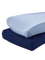 Simple Joys by Carter's Baby 2-Pack Cotton Changing Pad Covers Infant and Toddler Costumes, Navy/Light Blue, One Size (Pack of 2)