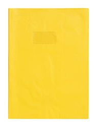 Calligraphe 72204C Un Protège-Cahier Grain Cuir Jaune soleil - A4 21x29,7 cm - 22/100ème avec Porte-Étiquette - PVC Opaque