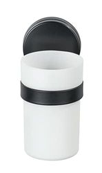 WENKO Static-Loc Plus Pavia Black Holder for Toothbrush and Toothpaste, Attaches without Drilling, Steel, 6 x 12 x 9 cm