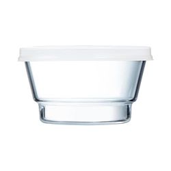ARC Contenitore So-Urban in Vetro, Trasparente con Coperchio in Plastica, Colore Bianco, Impilabile, Cl 80, Glas