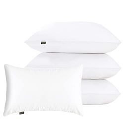 Almohadas de cama, 4 paquetes de almohadas de sueño profundo con relleno extra suave, almohada transpirable para el cuello, cojín de asiento, almohadas de hotel estándar para dormir de estómago, de
