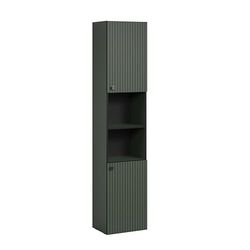 trendteam smart living - PureBliss - Mobile alto - Verde - Effetto scanalato - 2 scomparti aperti + 4 ripiani - 40 x 186 x 31 cm - Armadietto bagno con eleganti manici in metallo