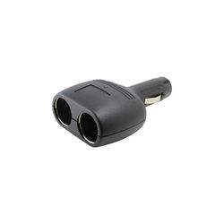 Conector doble para mechero con fusible y LED, ideal para cargar dispositivos y accesorios en vehículos.