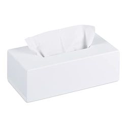 Relaxdays Bamboo Tissue Box, Paper Tissue Box Cover with Sliding Floor, Wooden Dispenser Case, HWD: 7.5 x 24 x 12 cm, White