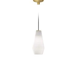 Homemania Lampada a Sospensione Olivia, Oro, Bianco in Vetro, 13 x 13 x 27.4 cm, 1 x E27, Max 57W, 1050lm, 2700K, 220-240V