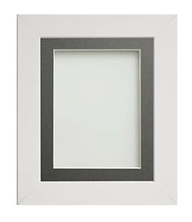 Frame Company Watson White Picture Photo Frame fitted with Perspex, 7x5 inch with Grey Mount for image size 6x4 inch