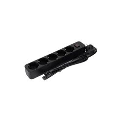 VoltShine Multiprise allemande série L 5 voies avec interrupteur, 1,5 m, 3G, 1,0 mm², couleur noire, idéale pour sécuriser plusieurs connexions en toute sécurité et efficacement dans n'importe quel