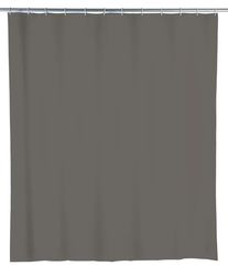 WENKO Cortina de ducha gris - impermeable, de fácil cuidado, con 16 anillos para cortina de ducha, Polietileno, 240 x 180 cm, Gris