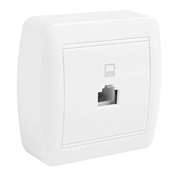 Telefoonaansluiting RJ45 CAT 5E, 74 x 72 x 28 mm. Wandoppervlak MUR88U. Ideaal voor installaties die snelle en betrouwbare netwerkverbindingen vereisen, terwijl een compact en functioneel ontwerp