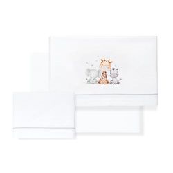 Interbaby - Pościel dla niemowląt 100% bawełna samochód/Mojżesz/CAPAZO - Żyrafa Słoń Zestaw 3 Pcs, Bajera+Blat+Poszewka na poduszkę - Wyprodukowano w Hiszpanii