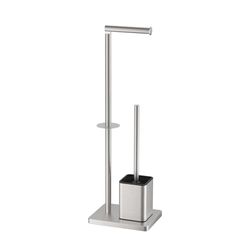 Ibergrif M34154A Toilet Roll Holder with Toilet Brush, Stainless Steel Toilet Roll Holder Free Standing, Toilet Paper Holder and Toilet Brush, Toilet Brush with Roll Holder