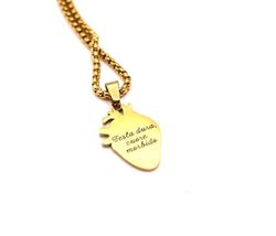 Collana in Acciaio con Ciondolo Cuore Anatomico Personalizzabile: Porta il Tuo Messaggio nel Tuo Cuore - Collana con cuore anatomico da incidere (Oro)