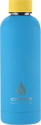 Cressi Rubber Coated Thermal Flask, Borraccia Sportiva Termica Rivestita in Gomma Unisex Adulto, Blu (Acquamarina)/Giallo (Sunflower), 500 ml