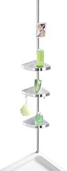 WENKO Étagère d'angle de Douche télescopique Premium | 3 Paniers de Douche Fixation sans perçage | Fixation par Torsion et réglable en Hauteur | Aluminium - Plastique | 27,5x70-260x20 cm | Brillant